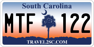SC license plate MTF122