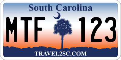 SC license plate MTF123
