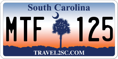 SC license plate MTF125