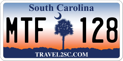 SC license plate MTF128