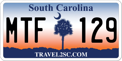 SC license plate MTF129
