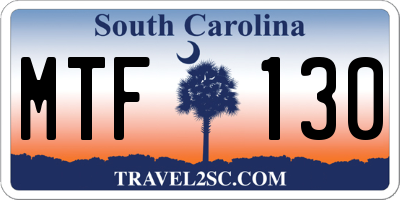 SC license plate MTF130