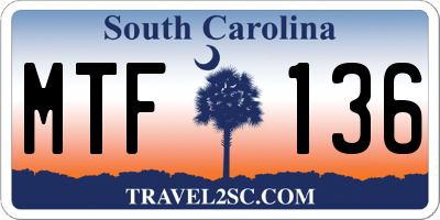 SC license plate MTF136