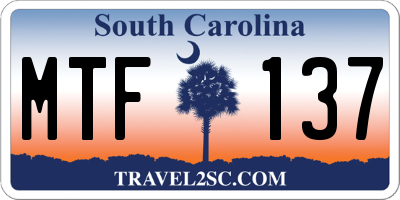SC license plate MTF137