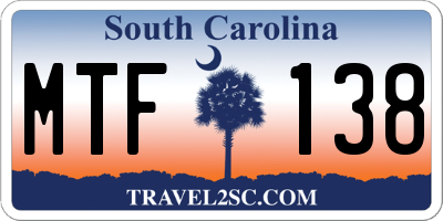 SC license plate MTF138