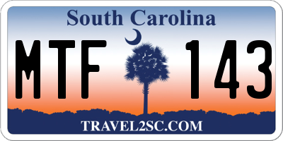 SC license plate MTF143