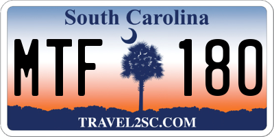 SC license plate MTF180