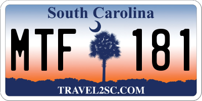 SC license plate MTF181