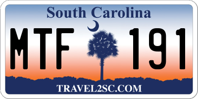 SC license plate MTF191