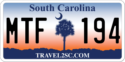 SC license plate MTF194