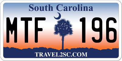 SC license plate MTF196