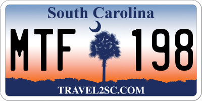 SC license plate MTF198