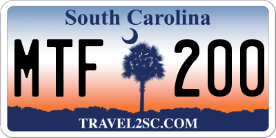 SC license plate MTF200