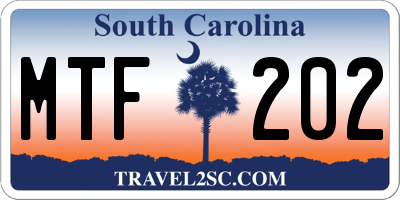 SC license plate MTF202