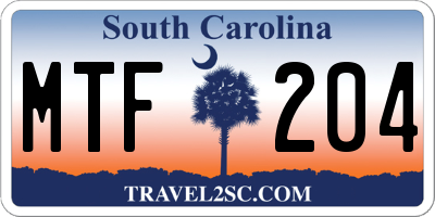 SC license plate MTF204