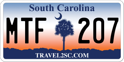SC license plate MTF207