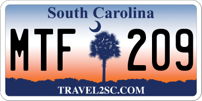 SC license plate MTF209