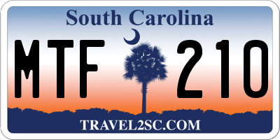 SC license plate MTF210