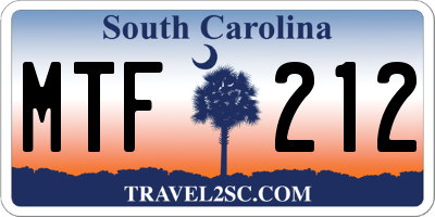 SC license plate MTF212