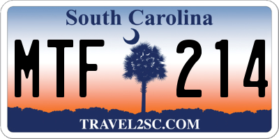 SC license plate MTF214