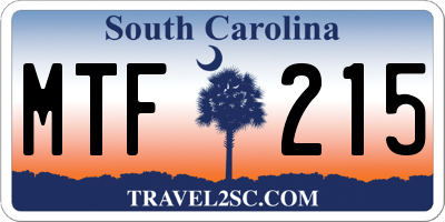 SC license plate MTF215