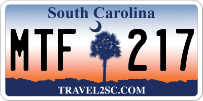 SC license plate MTF217
