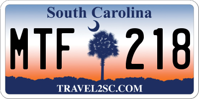 SC license plate MTF218