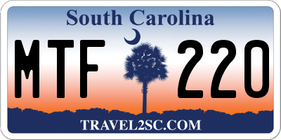 SC license plate MTF220