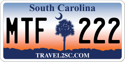 SC license plate MTF222