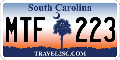 SC license plate MTF223