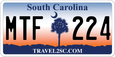 SC license plate MTF224