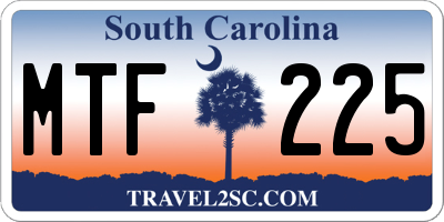 SC license plate MTF225