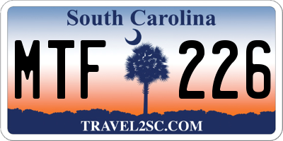 SC license plate MTF226
