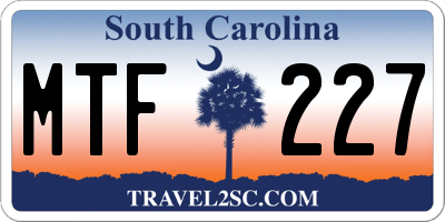SC license plate MTF227