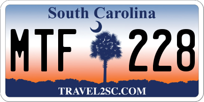 SC license plate MTF228