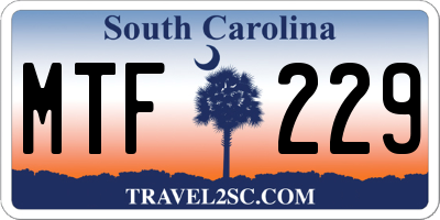 SC license plate MTF229