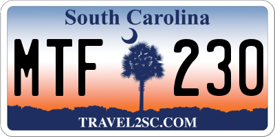 SC license plate MTF230