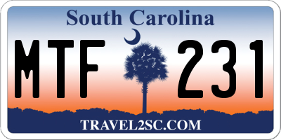 SC license plate MTF231