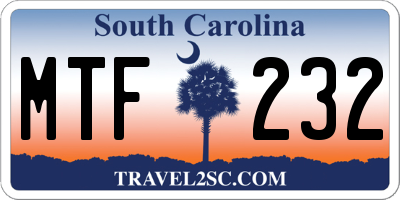 SC license plate MTF232