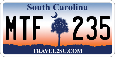 SC license plate MTF235