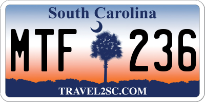 SC license plate MTF236
