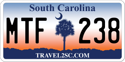 SC license plate MTF238