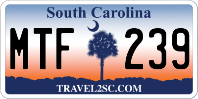 SC license plate MTF239