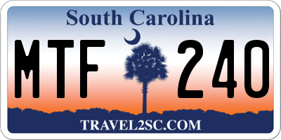SC license plate MTF240