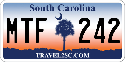 SC license plate MTF242