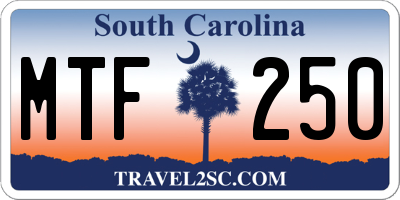 SC license plate MTF250