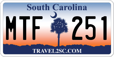 SC license plate MTF251