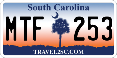 SC license plate MTF253