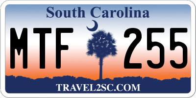 SC license plate MTF255