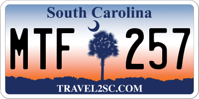 SC license plate MTF257